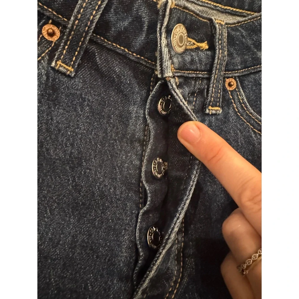 Old Navy High-Rise Curvy OG Straight Jeans Dark‎ Wash Button Fly Raw Hem Size 6